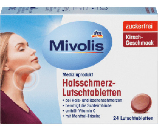 Mivolis Halsschmerz-Lutschtabletten 24 st Вітаміни таб. для горла с ментолом та віт С. 