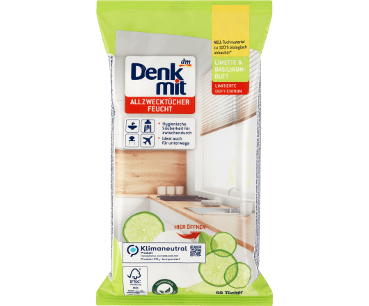 Denkmit серветки вологі для прибирання Limette & basilikum 50шт(9)