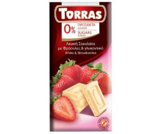 Torras шоколад №565 білий з полуницею 75г