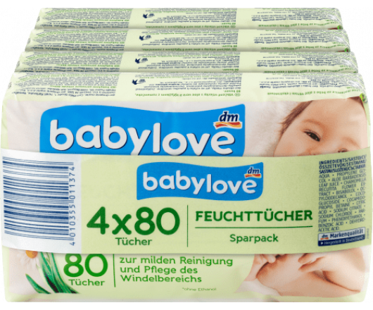 Babylove серветки вологіз алоє  80st 4*80