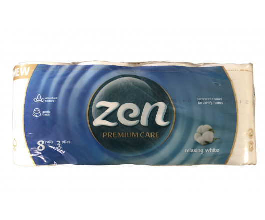 Zen туалетний папір Relaxing white 3шар 8 шт