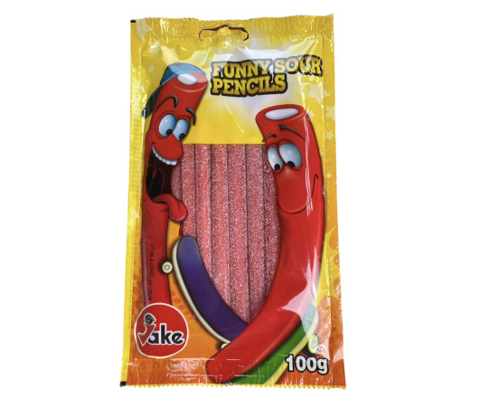 Желейні цукерки JAKE Funny Sour Pencils Веселі кислі олівці, 100 г 