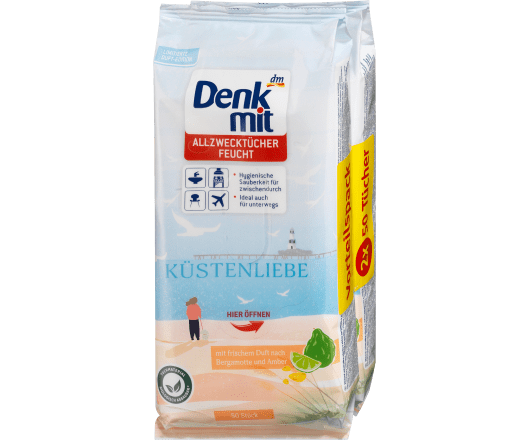 Denkmit серветки Küstenliebe  серветки вологі для прибирання 2x50St 