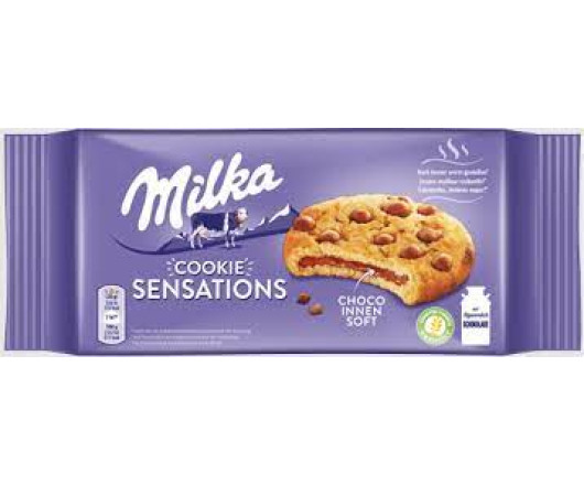 Печиво Мілка з шоколадною начинкою та шматочками шоколаду Milka cookie sensations 155g 12шт/ящ  Дета
