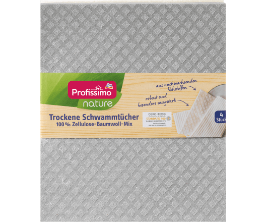 Profissimo NATURE серветки Schwammtücher 100% Zellulose-Baumwoll-Mix 4шт