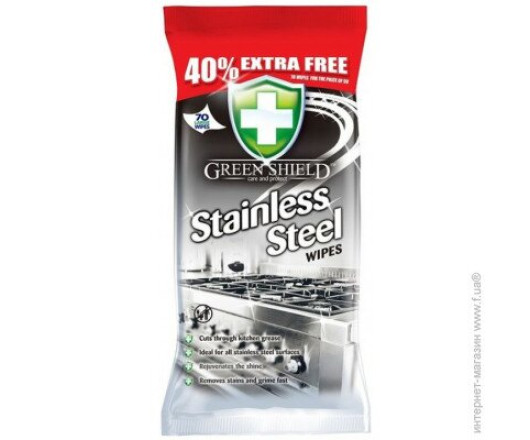 Green Shield серветки Stain Steel для прибирання сталевих поверхонь 70шт 