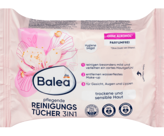 Balea серветки для зняття макіяжу 3в1 (рожеві) Reingungstucher  25шт
