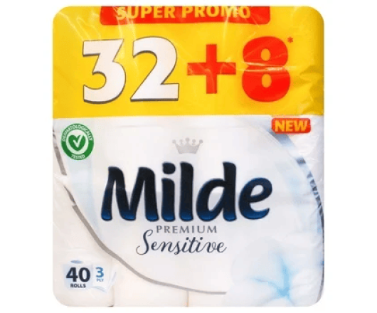 Milde premium туалетний папір Sensitive 40р 3 шари 