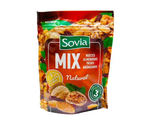 мікс горішків (грецький, мигдаль, родзинки, журавлина) Sovia 200гр