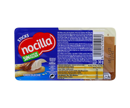 шоколадні палички Nocilla молочні 30г