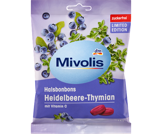 Mivolis цукерки без цукру Heidelbeere-Thymian 75g (10)