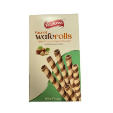 гурт трубочки Piu Buono Waffer Rolls Nocciole, з горіховим кремом 04.12.25 150г (12)