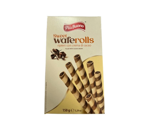 гурт трубочки Piu Buono Waffer Rolls з какао кремом 11.12.25 150г (12)
