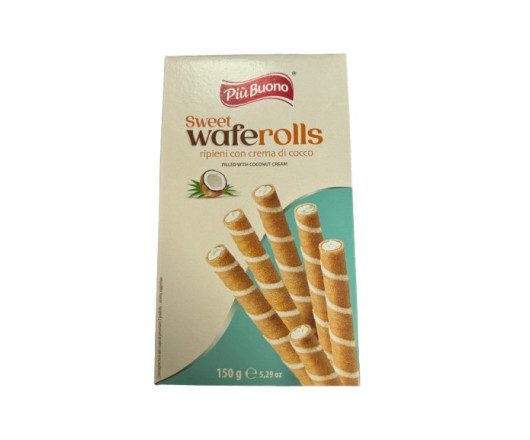 гурт трубочки Piu Buono Waffer Rolls  кокос 09.12.25 150г (12)