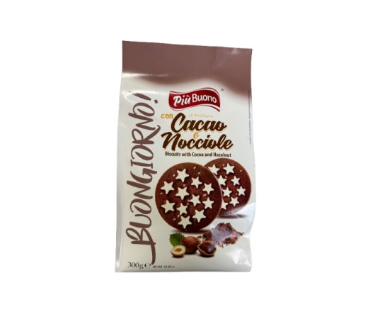 гурт бісквіт Piu Buono Frollino з какао та лісовим горіхом 01.26 300г (12)